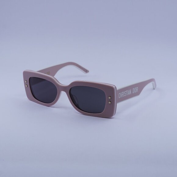 Dior DIORPACIFIC S1U 40A0 Sunglasses Pink/White Rectangle Frame, Grey Lenses - Picture 1 of 14